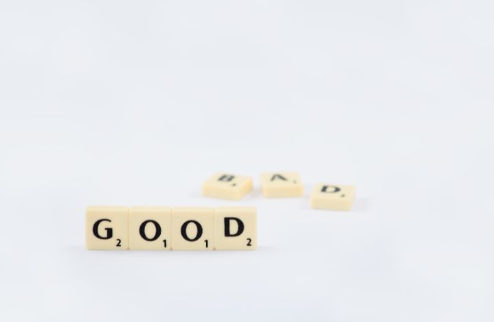 Scrabble tiles that spell out good and bad